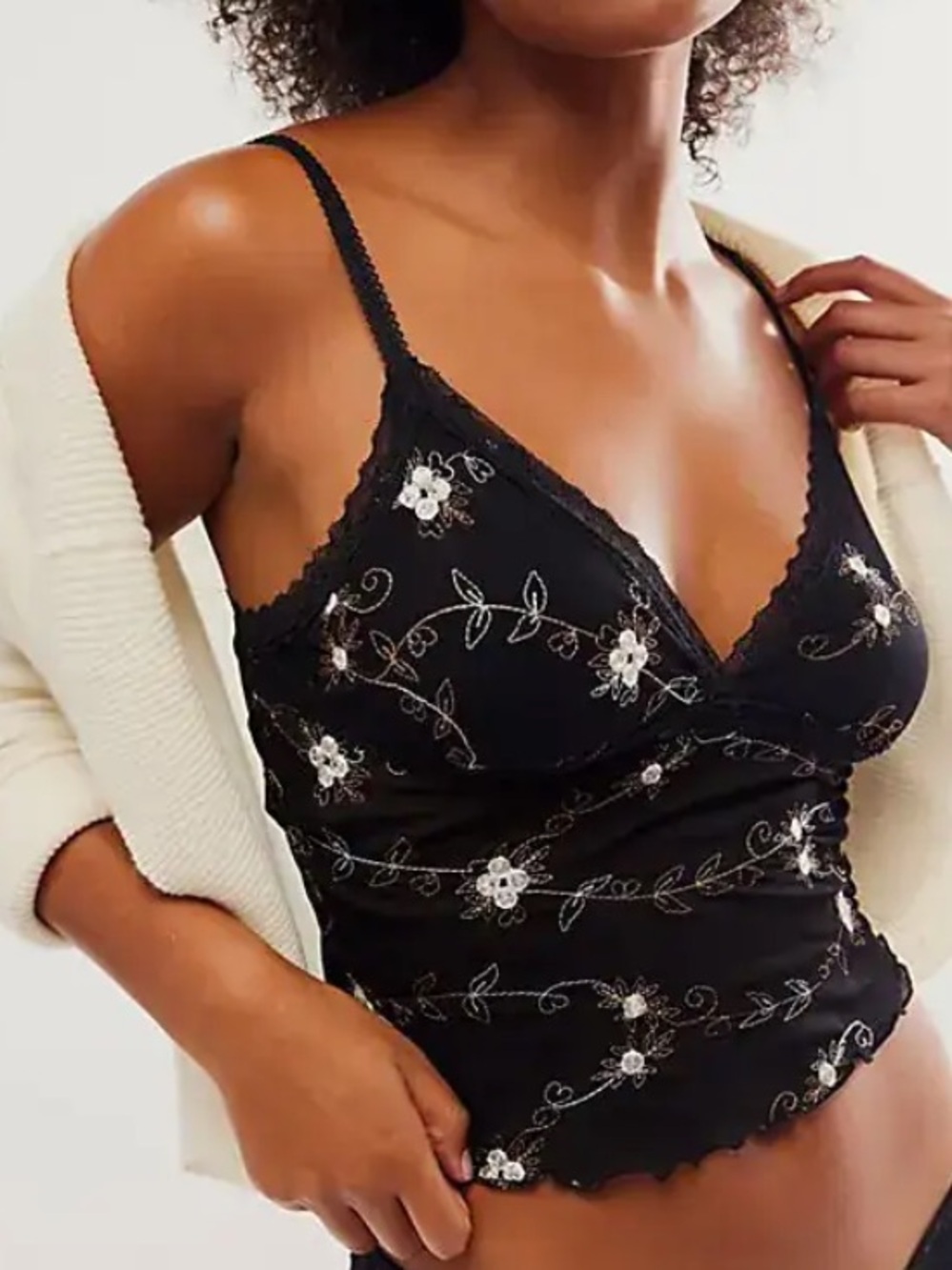 Intimately Free People Pocket Full Of Posies Cami Embroidered Mesh Tank